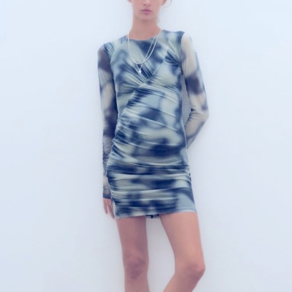 New Zara Draped Tulle Short Dress - Picture 5 of 16